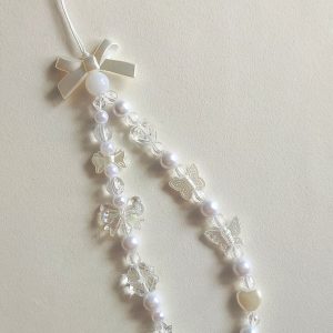 White Bow Phone Charm ꫂ᭪݁